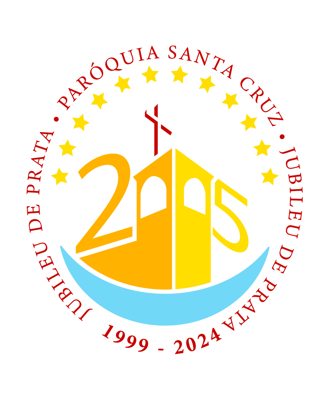 Logotipo comemorativo do Jubileu de 25 anos da Paróquia Santa Cruz